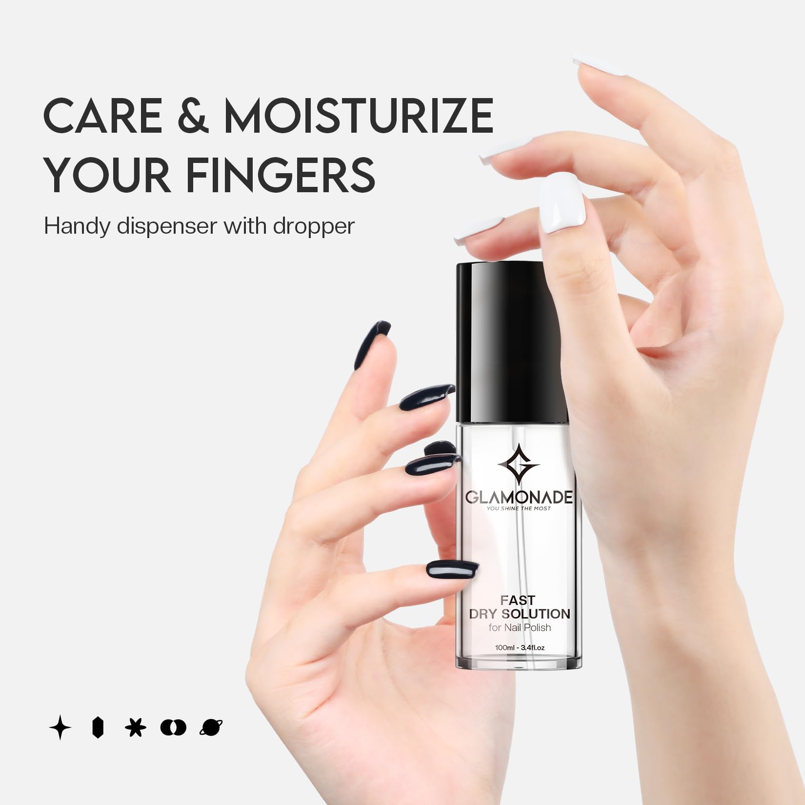 Glamonade surface-brillante-vernis : apporte un brillant durable après séchage.