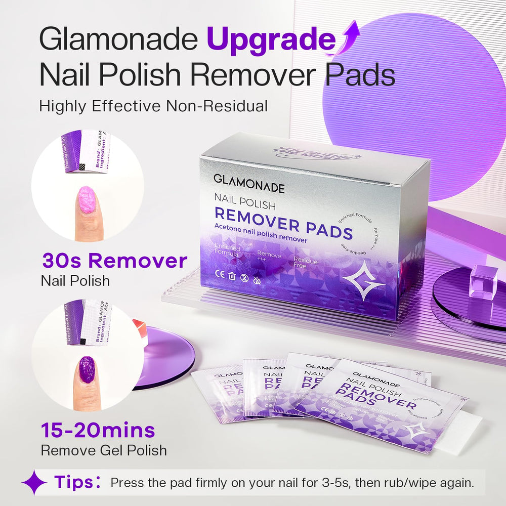 Glamonade tampons acétone rapide: dissolution efficace du gel sur les ongles