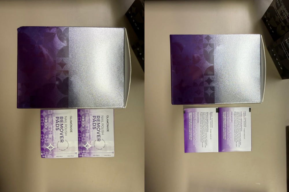Glamonade tampons démaquillants ongles emballages-individuels, pratique en déplacement.