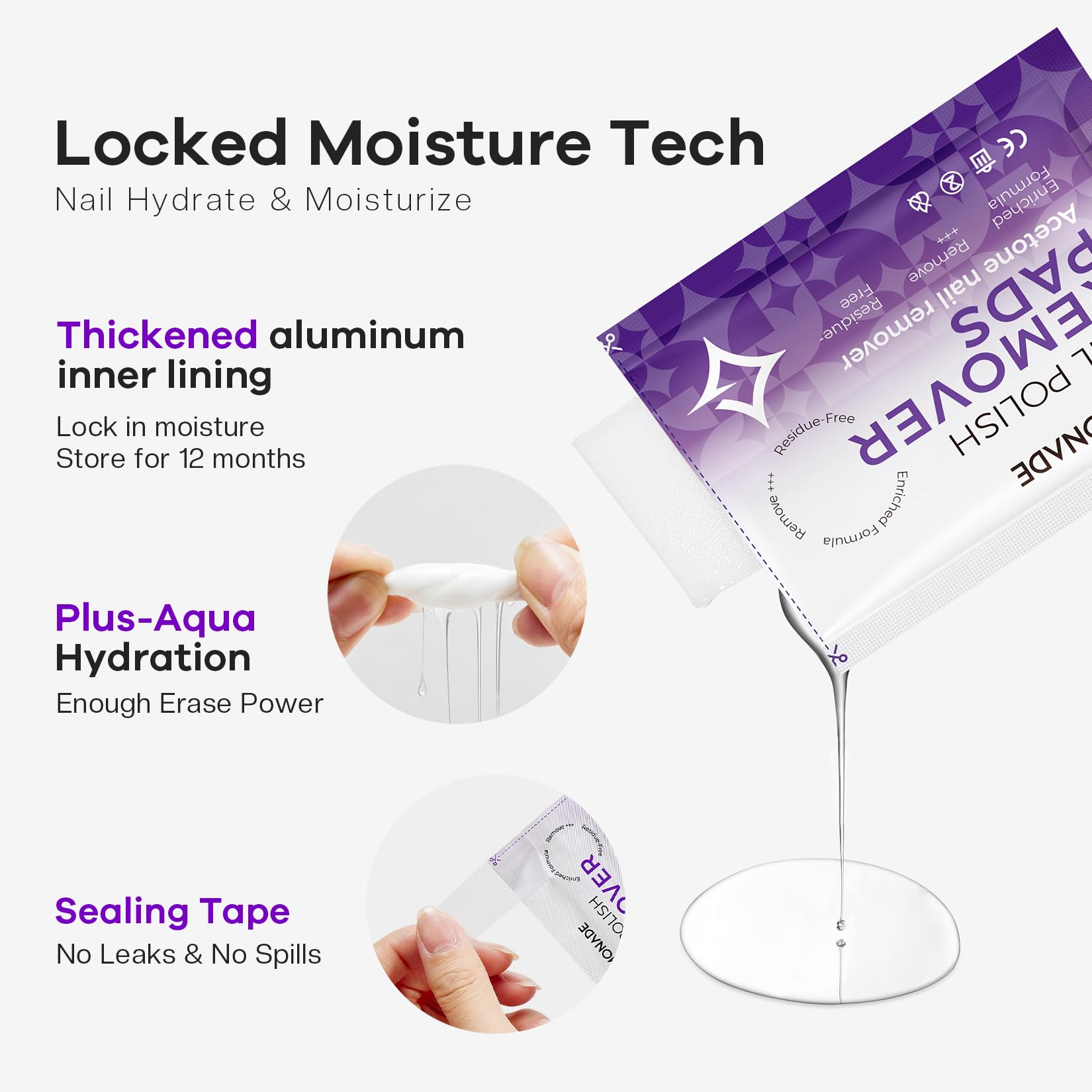 Glamonade tampons démaquillants ongles huile-raisin-nourrissante, hydratation ciblée.