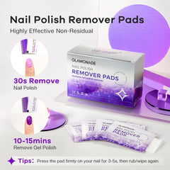 Glamonade tampons démaquillants ongles format portable pour voyager et retouches rapides.
