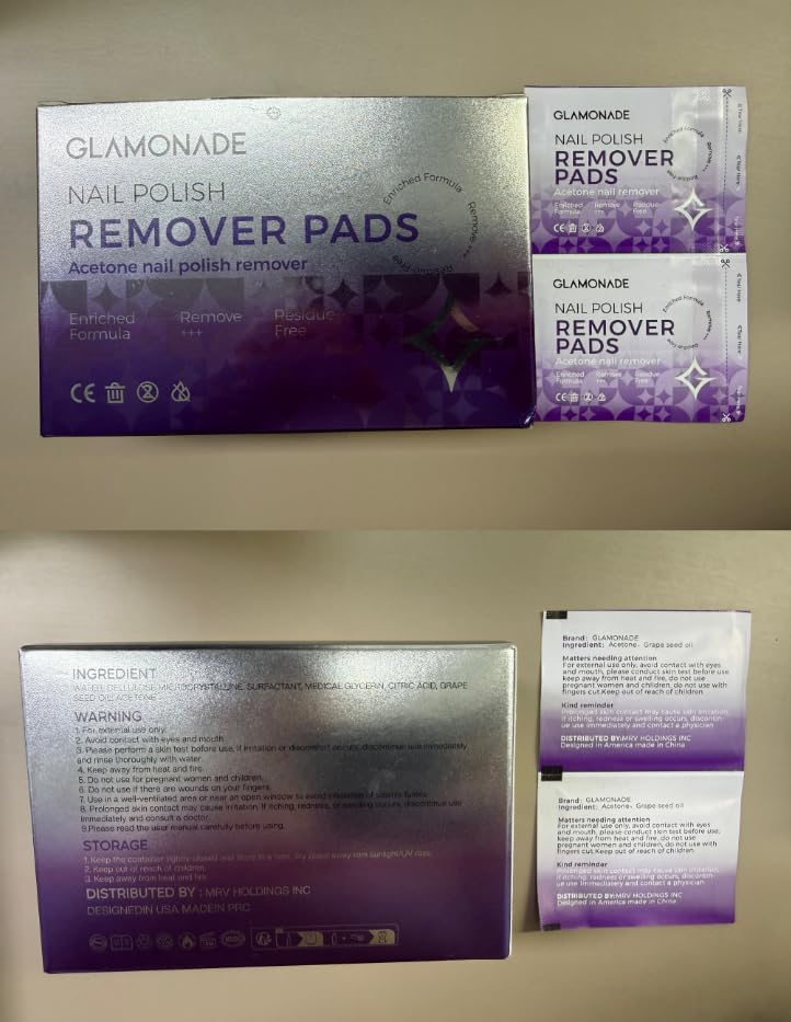 Glamonade tampons démaquillants ongles voyage, idéal pour domicile et salon.