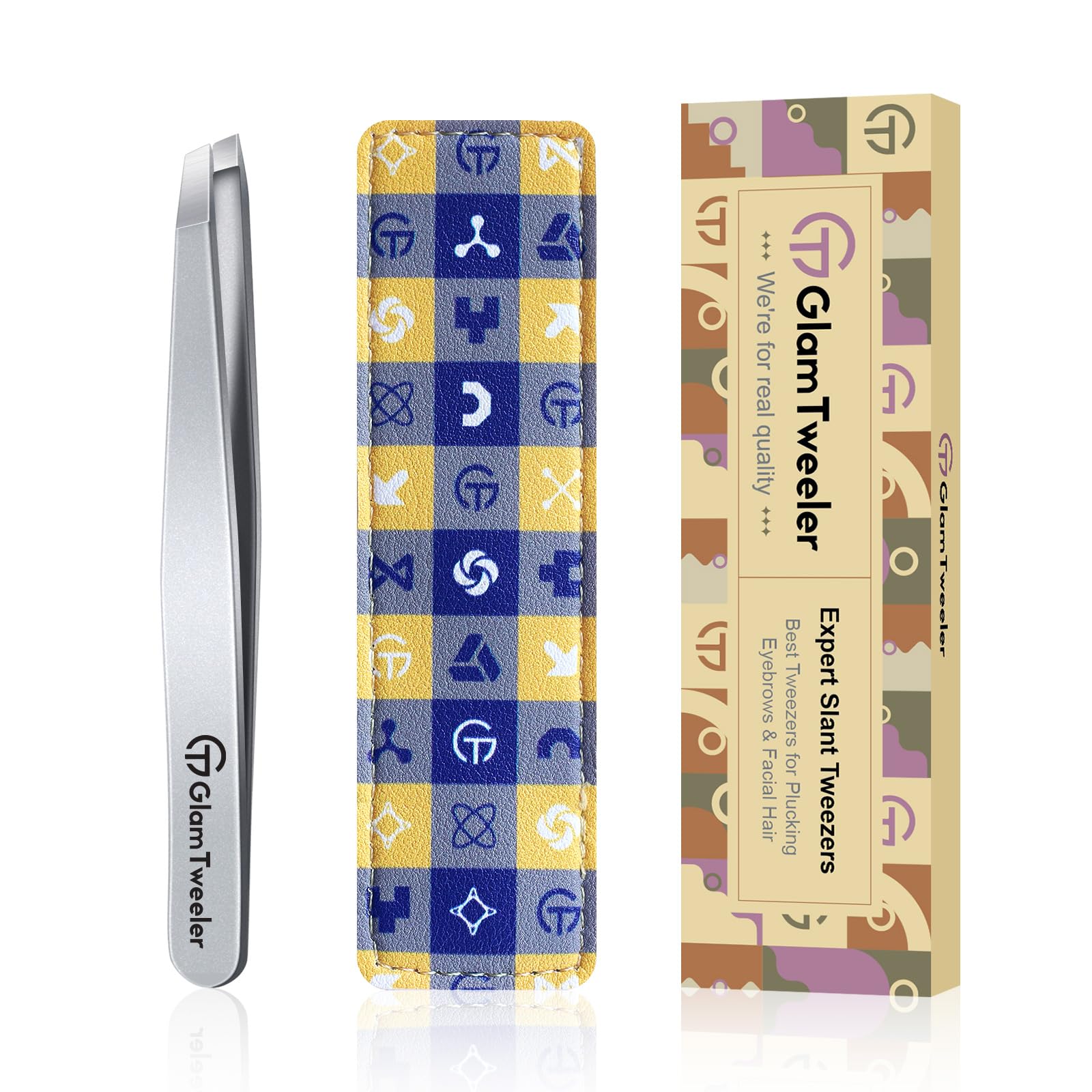 GlamTweeler Expert – pointe angulee pour épilation précise des poils fins.
