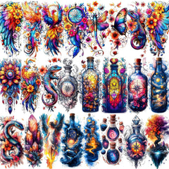 Tatouage temporaire Glaryyears: phoenix aquarelle pour un style boho durable.