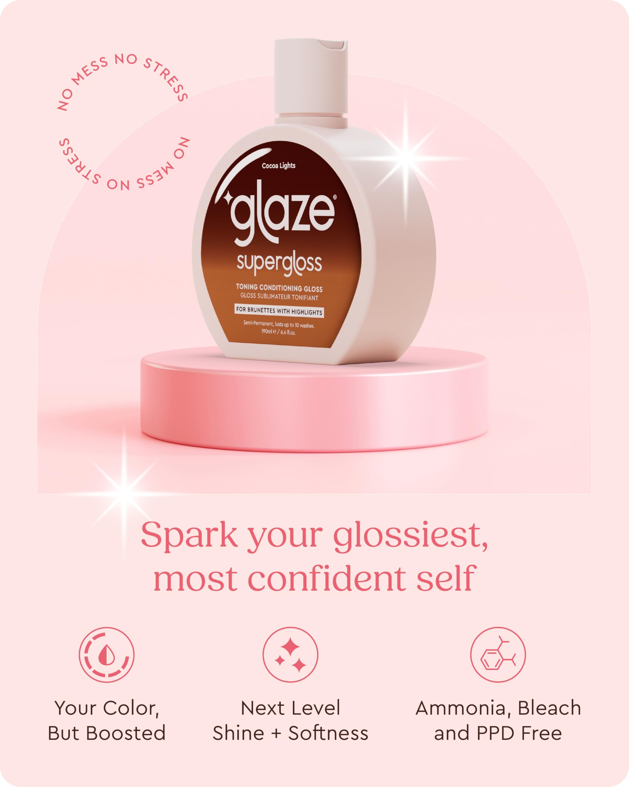 Glaze Super Gloss, vue d’application, donne un fini lustré et sain.