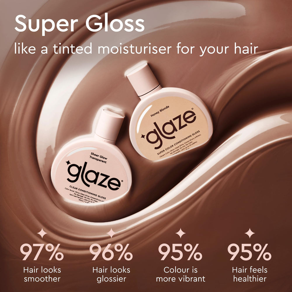 Glaze Super Gloss – avant après couleur et éclat accrus.