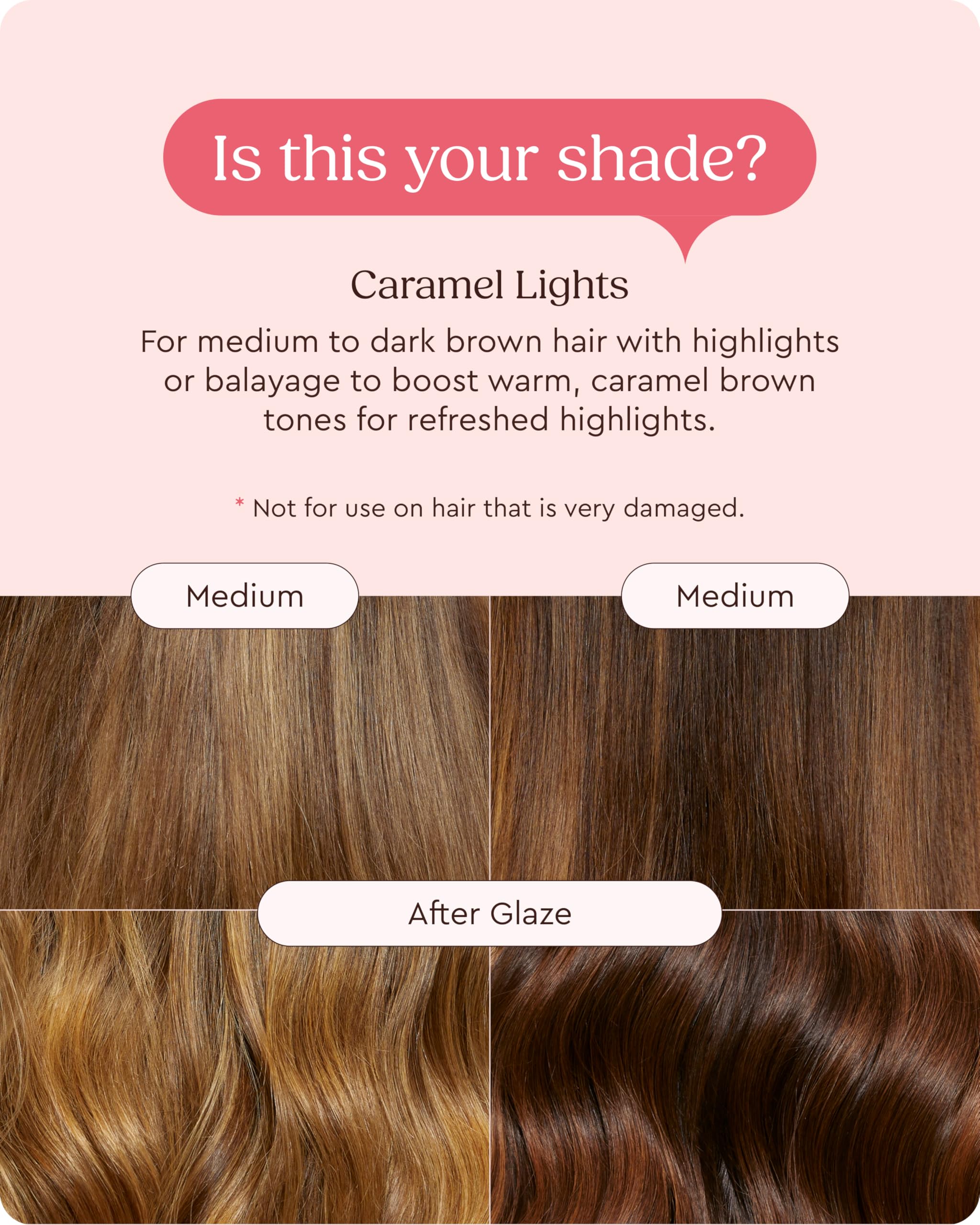 Glaze Super Gloss Caramel Lights – cheveux brillants et visiblement revitalisés.