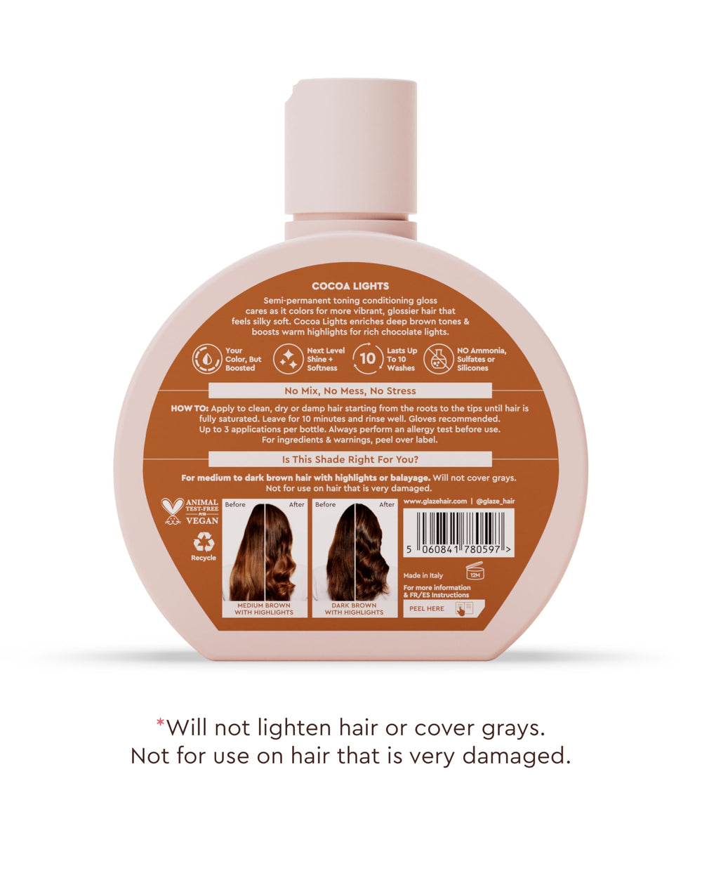 Glaze Super Gloss, texture crème, hydratation enrichie pour cheveux soyeux.
