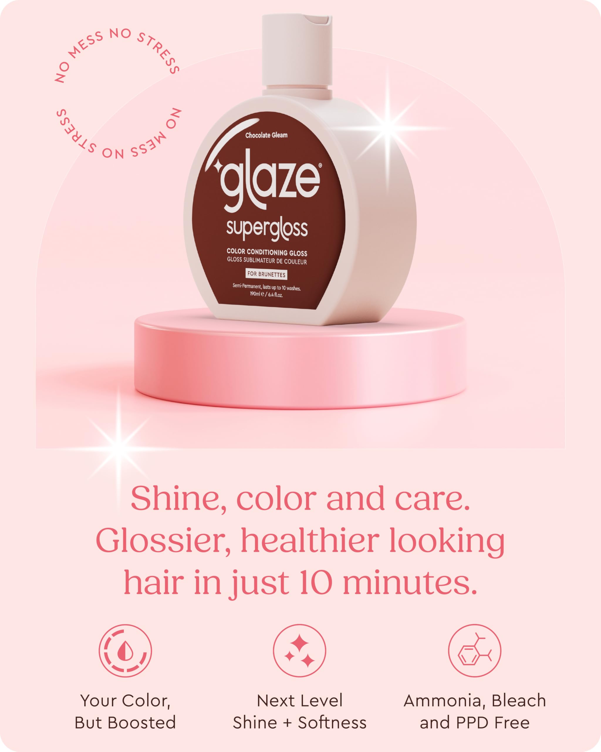 Glaze Supergloss cheveux brillants après application