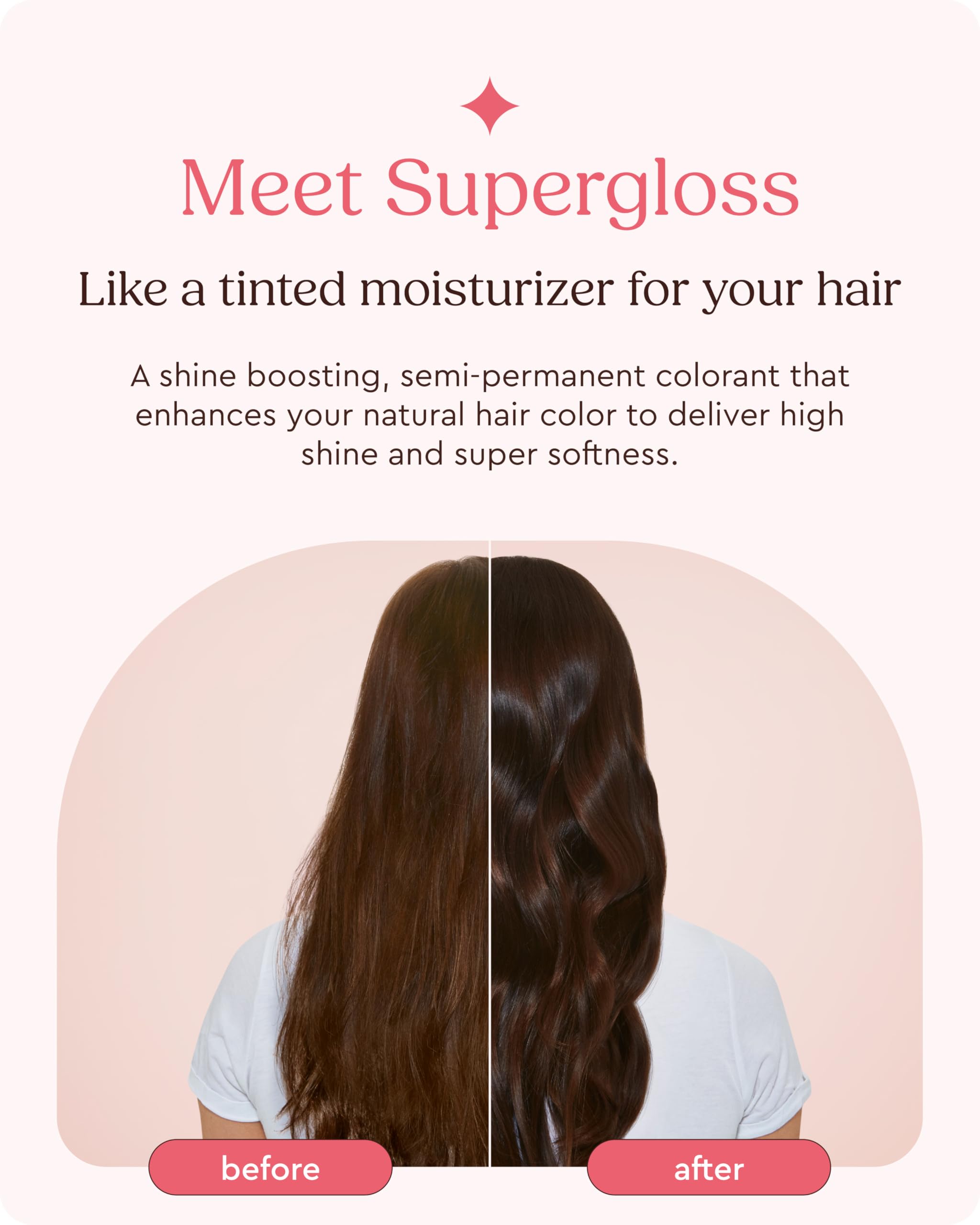 Glaze Supergloss teinte chocolat sur cheveux brun pour un effet profond