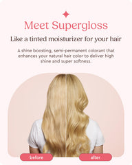 Glaze Supergloss – étiquette du produit indiquant vegan et sans silicone