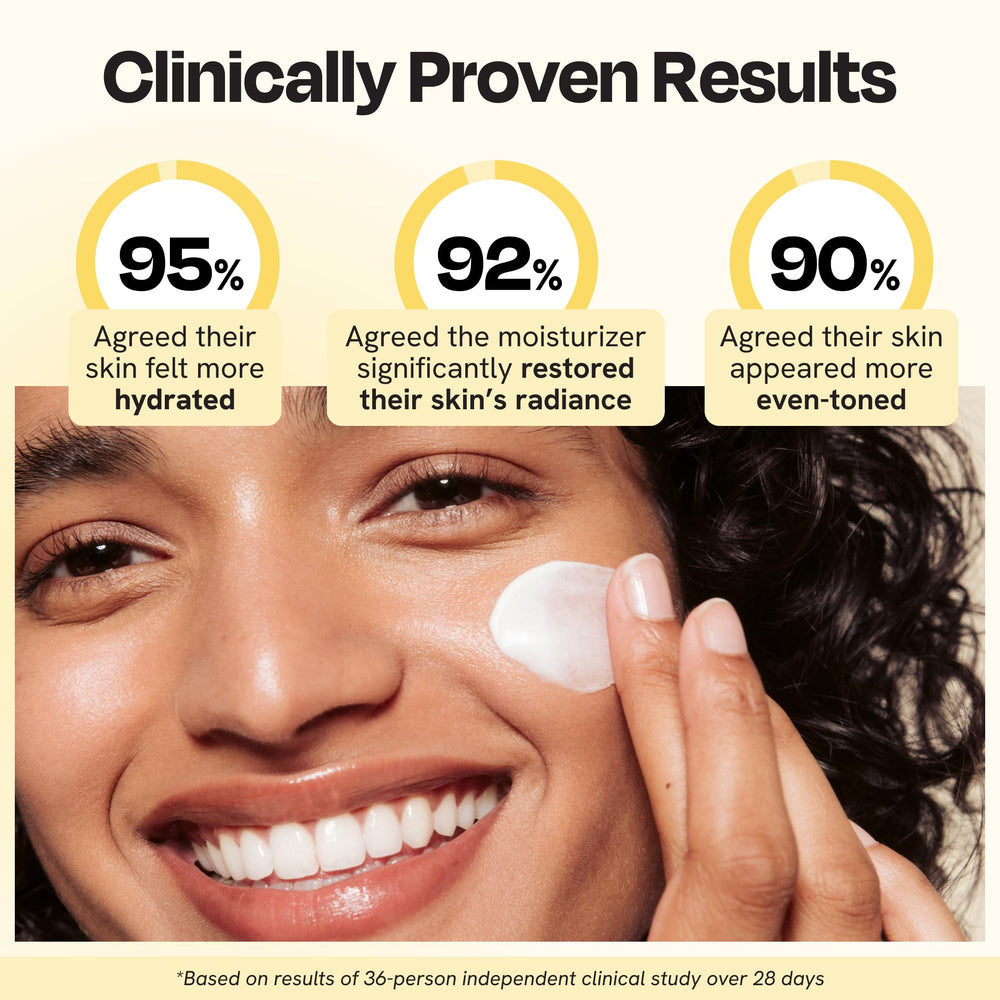 Gleamin crème-visage texture fine et lueur naturelle sur la peau.