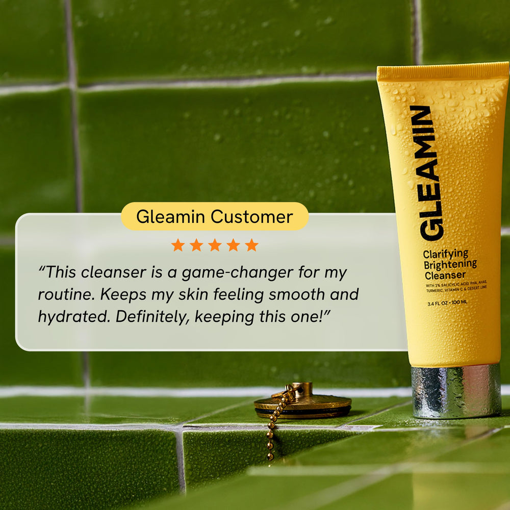 Gleamin nettoyant-visage vitamine C, actifs antioxydants intégrés, prêt à s’intégrer avant vos soins.