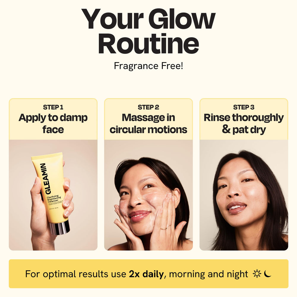 Gleamin nettoyant-visage vitamine C, antioxydants comme curcuma et citron du désert, soutient l’éclat.