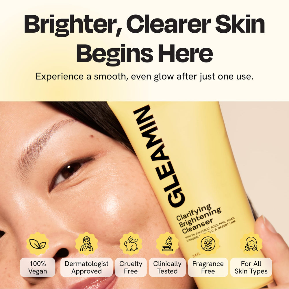 Gleamin nettoyant-visage vitamine C, végane et sans cruauté, respectueux des peaux sensibles.