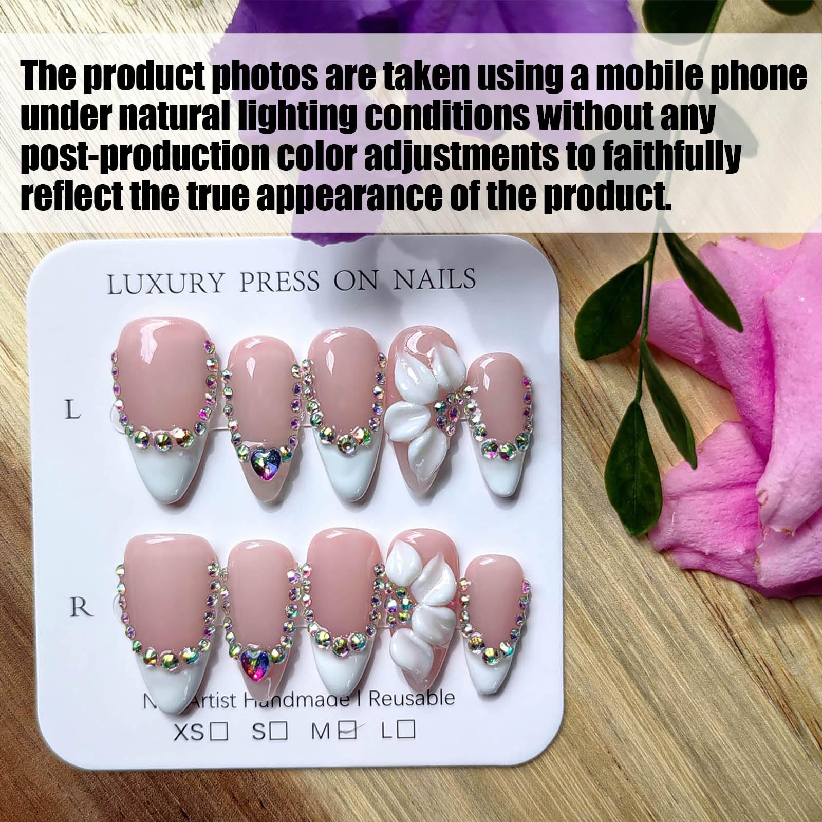 Gleamrain ongles fleurs 3D pour un look unique et raffiné.