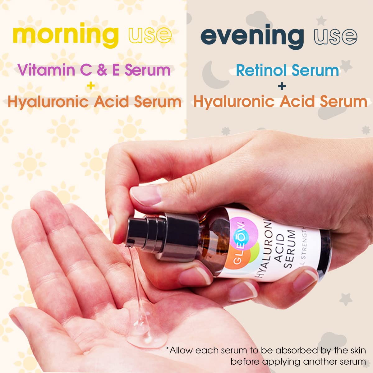 GLEOW formule propre sans parfum ni colorants pour tous types de peau.