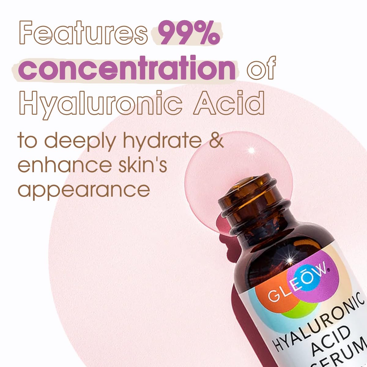 GLEOW sérum hyaluronique pure — ingrédients véganes respectueux de la peau.