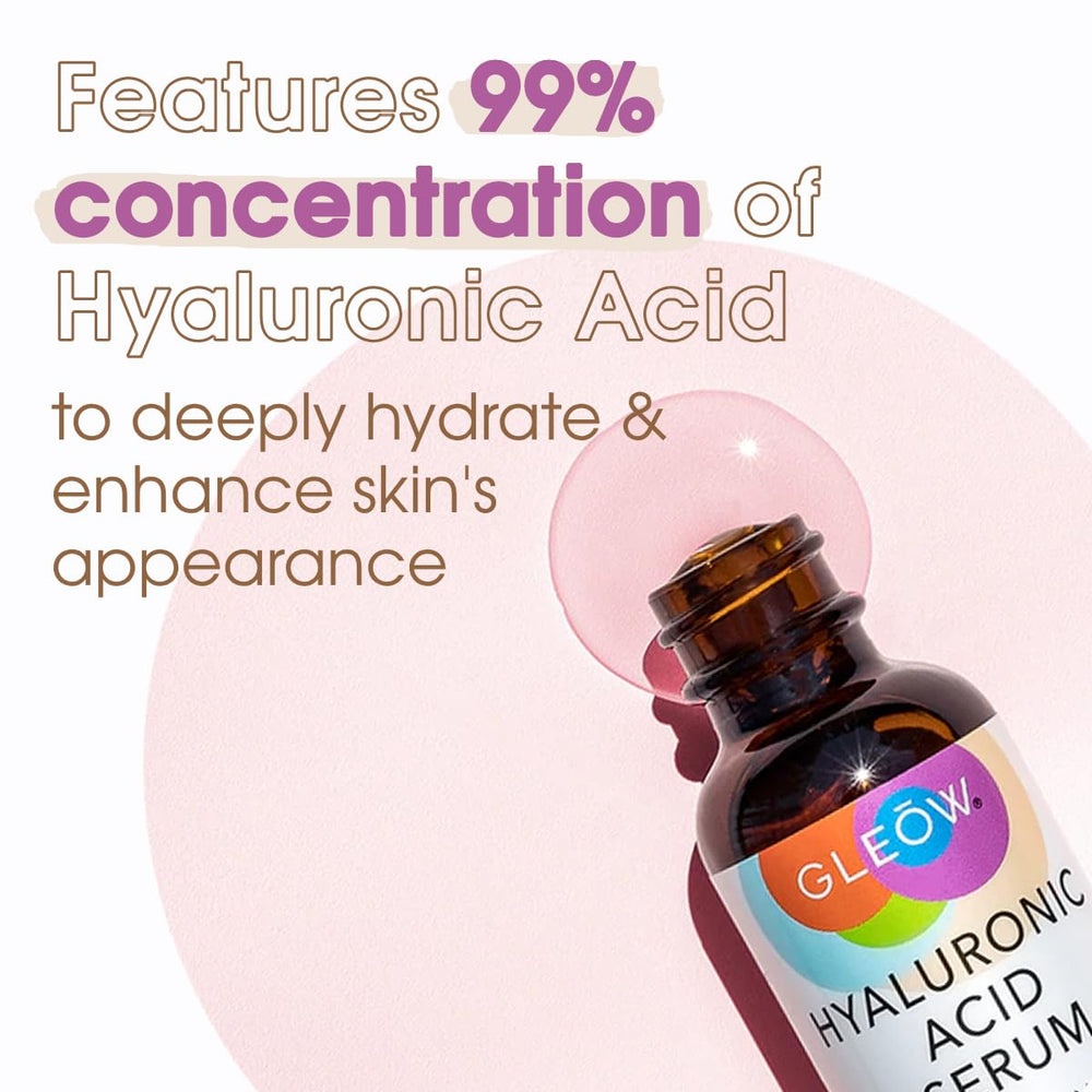 GLEOW sérum hyaluronique pure — ingrédients véganes respectueux de la peau.