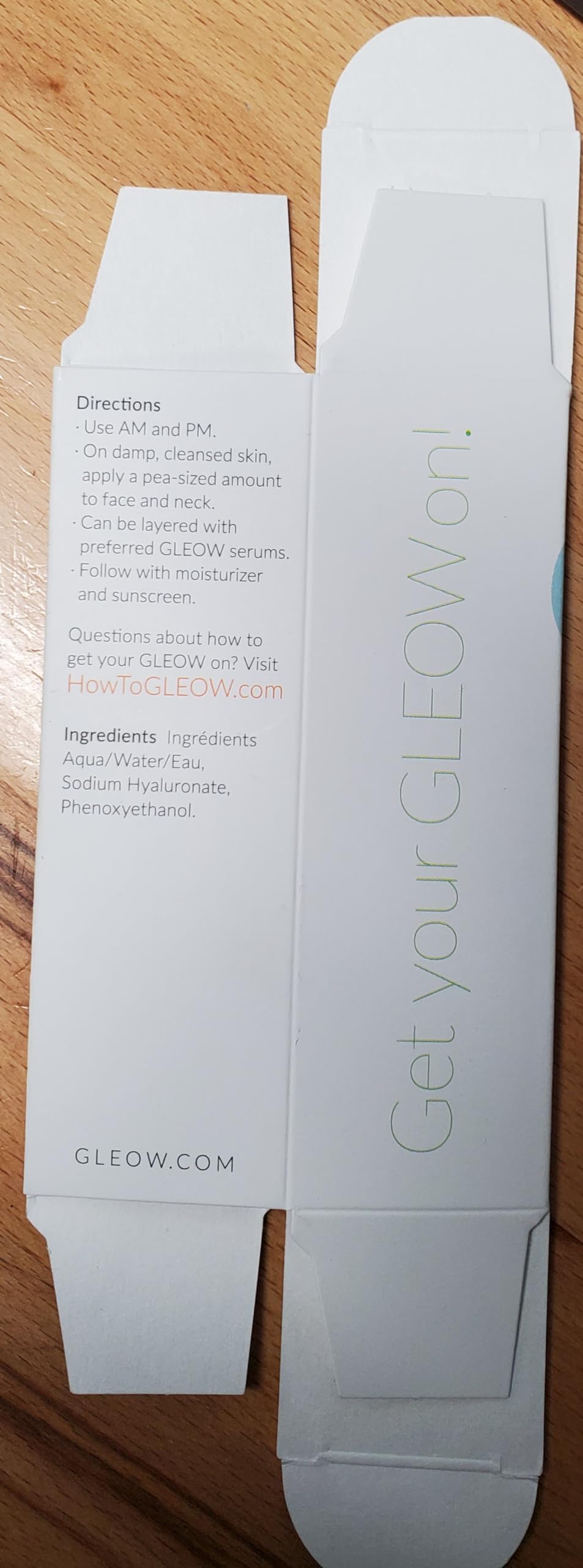 GLEOW sérum hyaluronique pure — utilisation quotidienne pour peau confortable.