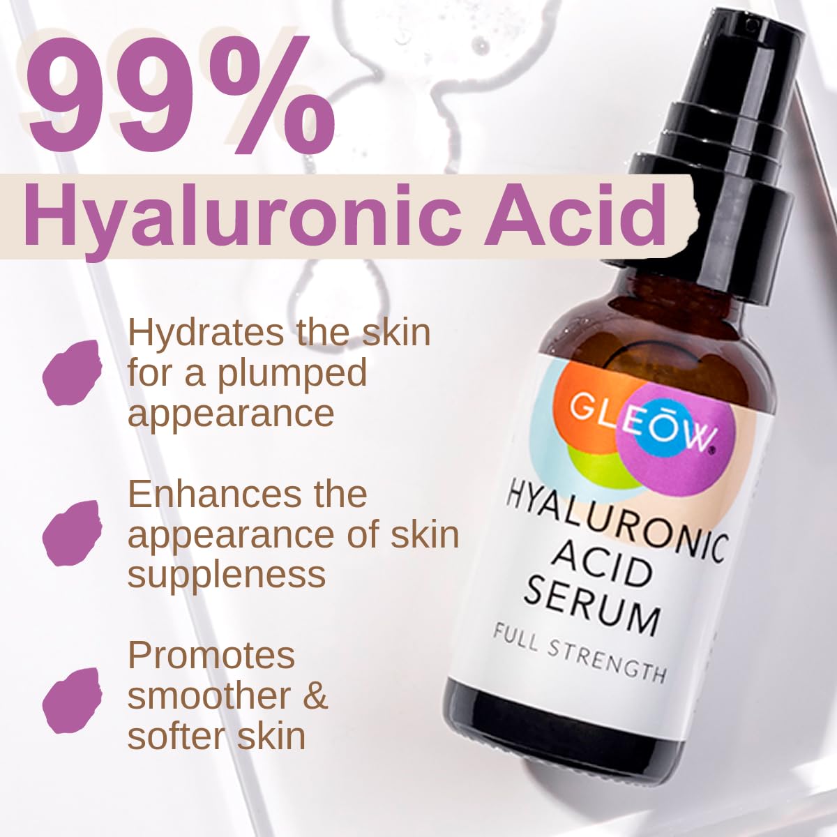 GLEOW sérum hyaluronique pure — routine quotidienne simplifiée pour hydratation.