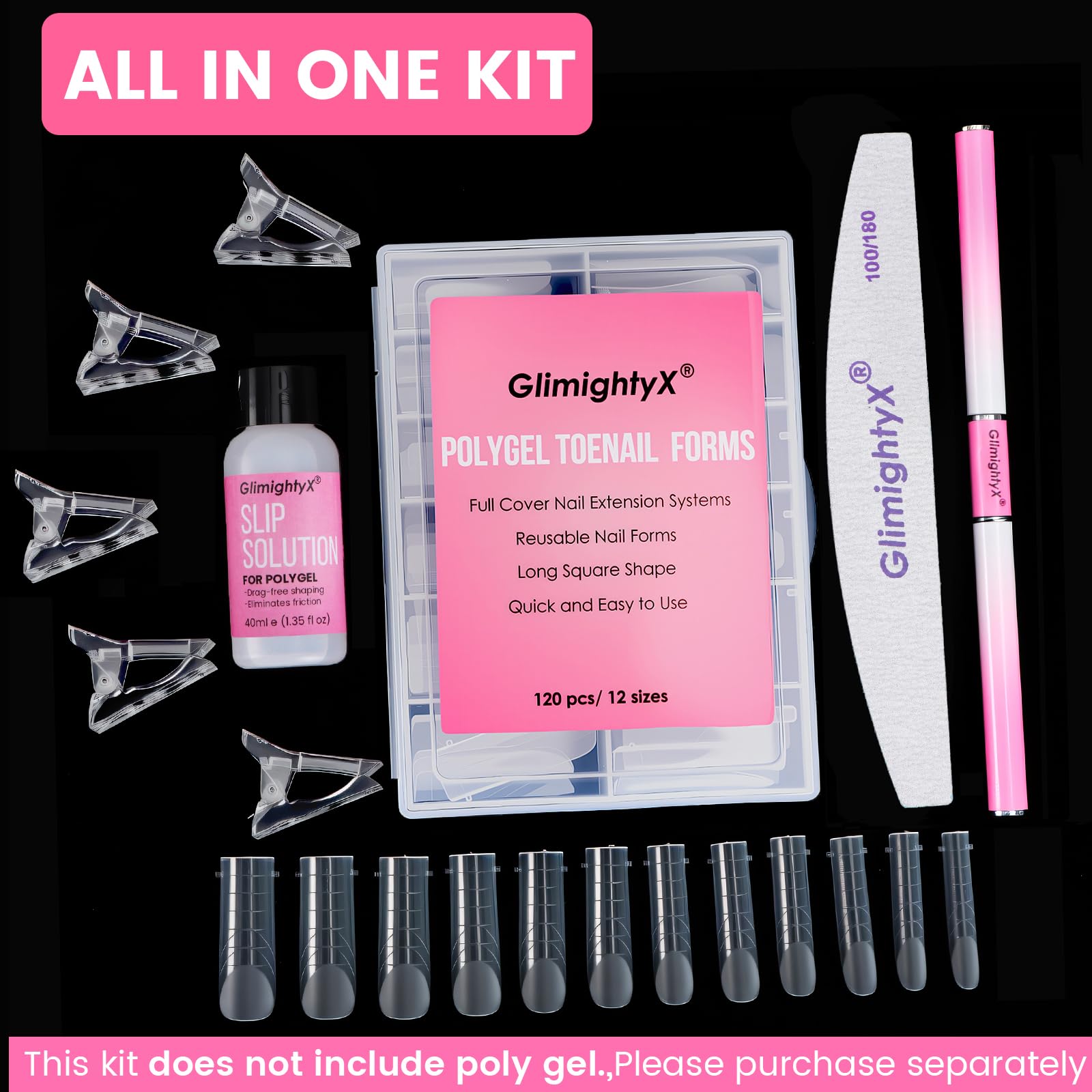 GlimightyX pince-brosse polygel double-face pour une application facile