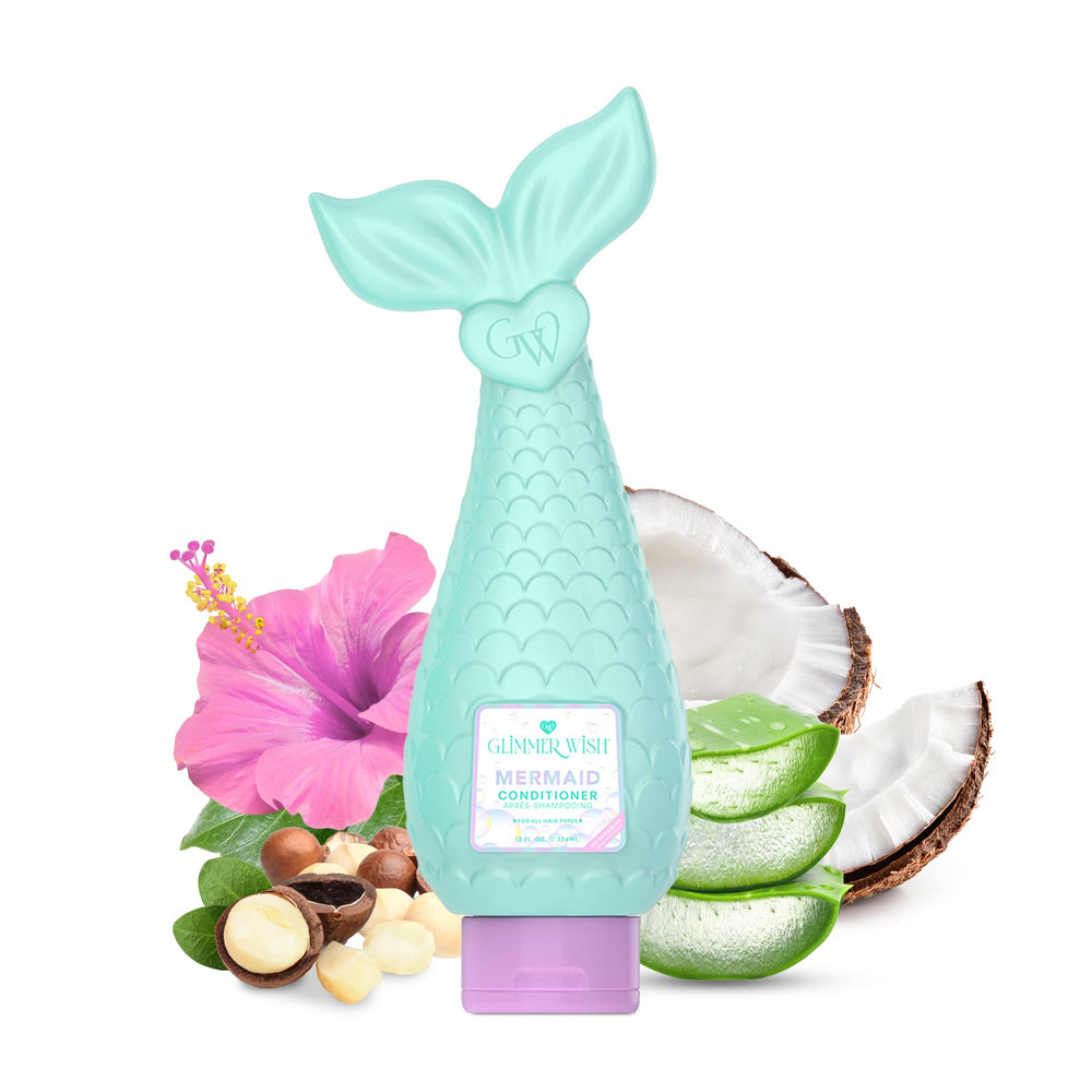 Glimmer Wish Conditionneur sirene bouteille bleue, usage facile pour cheveux lisses