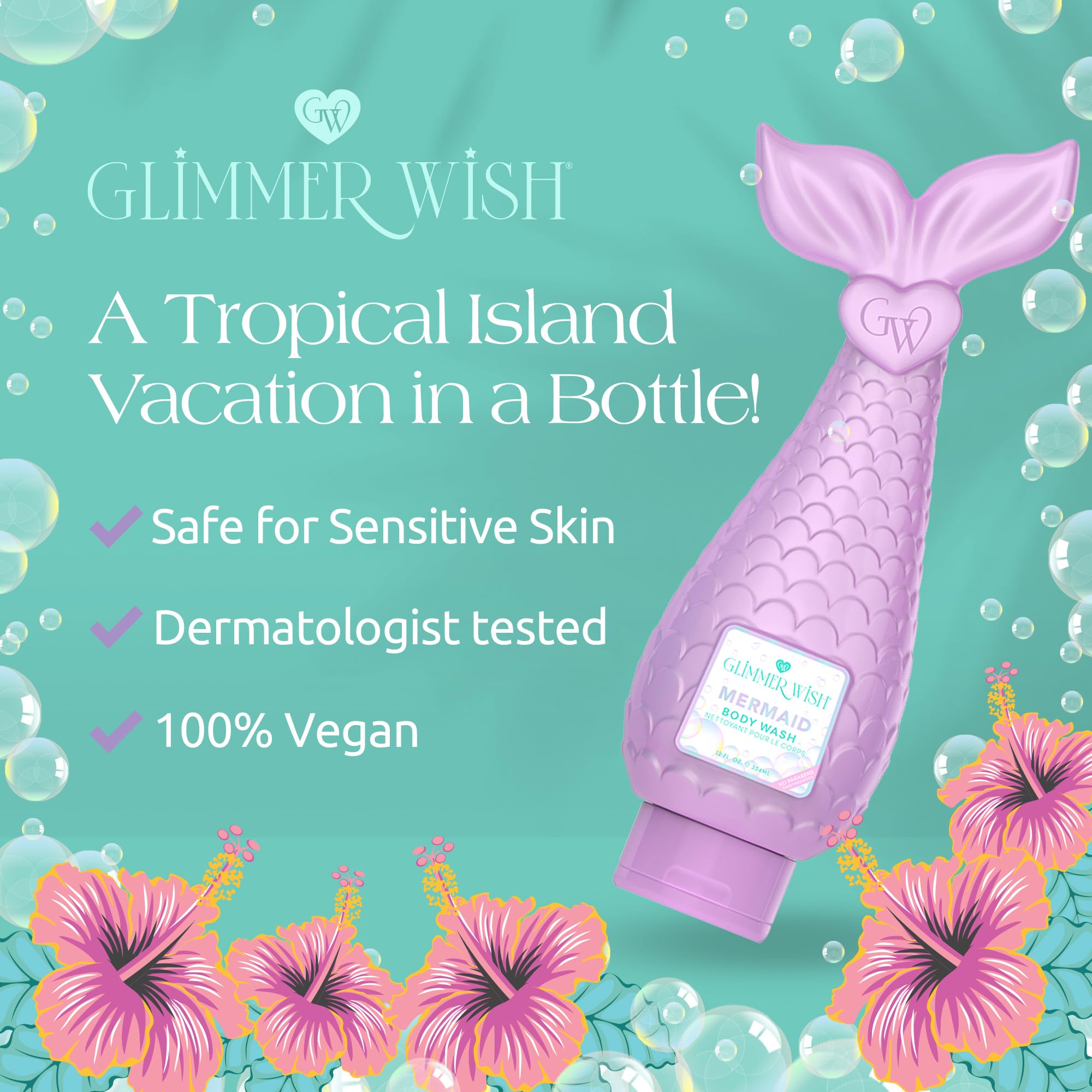 Glimmer Wish Mermaid Kids Bouchon Anti-Glisse: prise en main sécurisée sous la douche.
