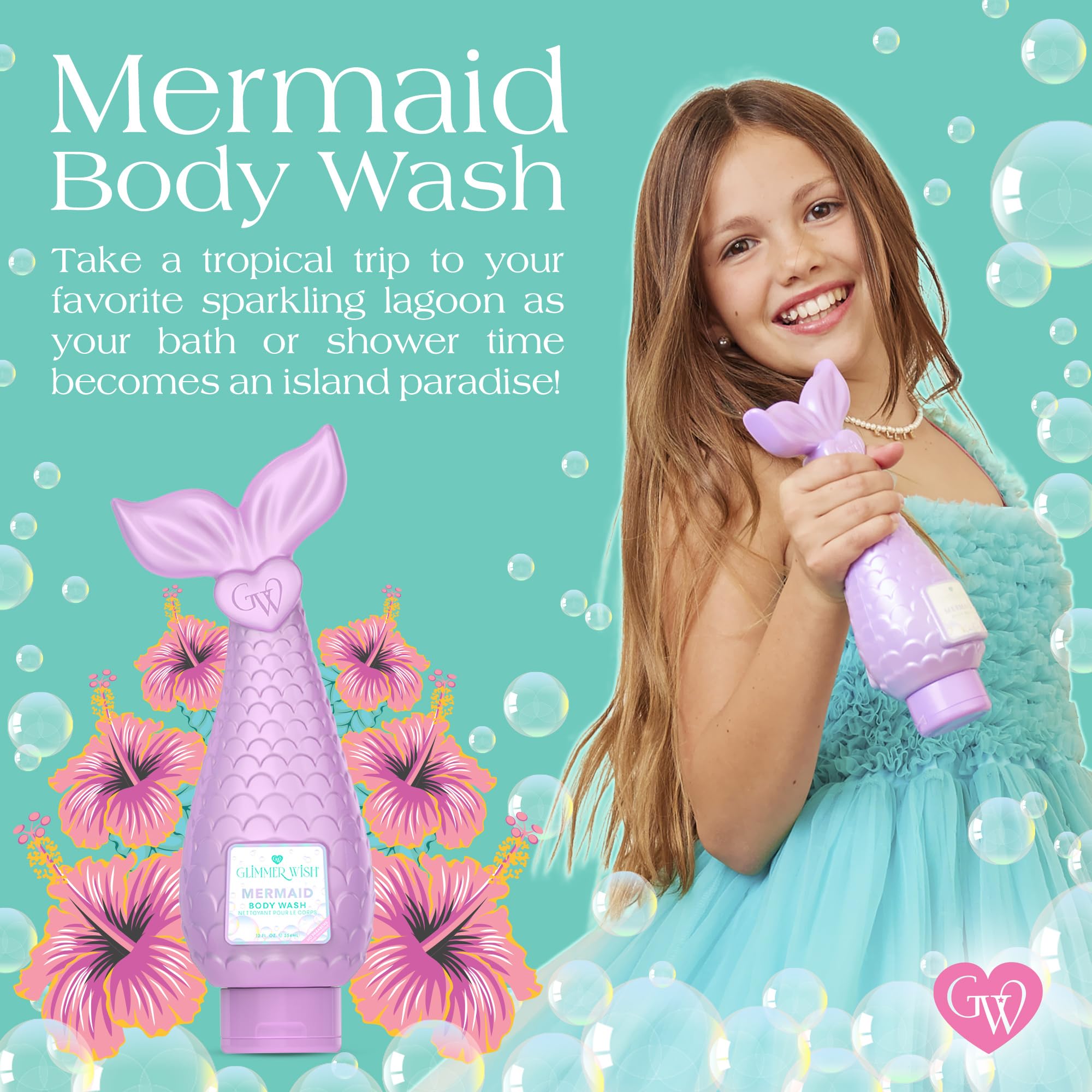 Glimmer Wish Mermaid Kids Mousse Douce: mousse légère, nettoyant agréable sans irritation.