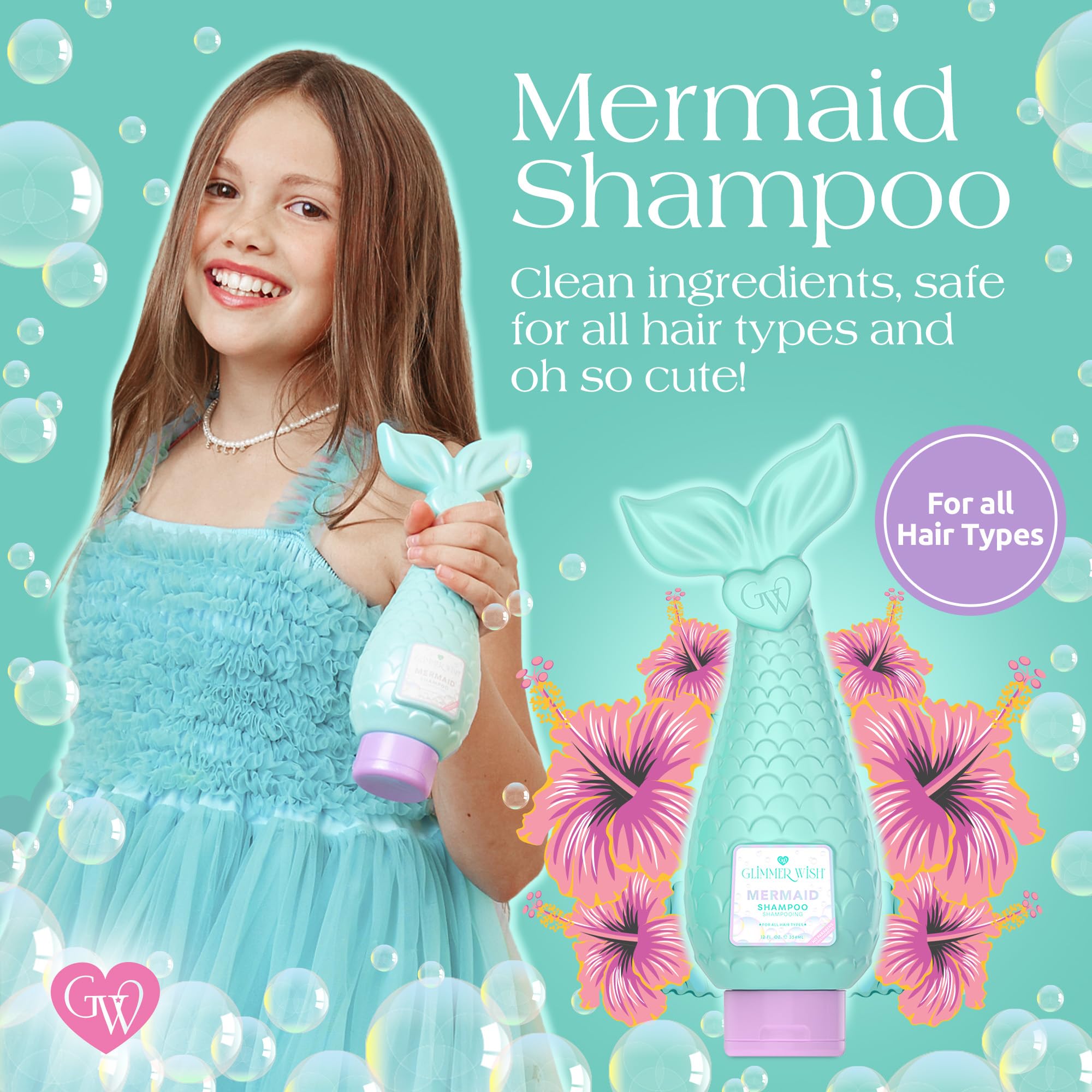 Glimmer Wish Mermaid Kids Shampoo: mousse légère et parfum lavande.