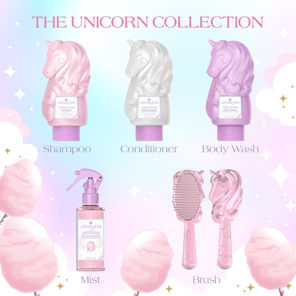 Shampoing Glimmer Wish Unicorn, flacon de 355 ml pratique pour le quotidien.