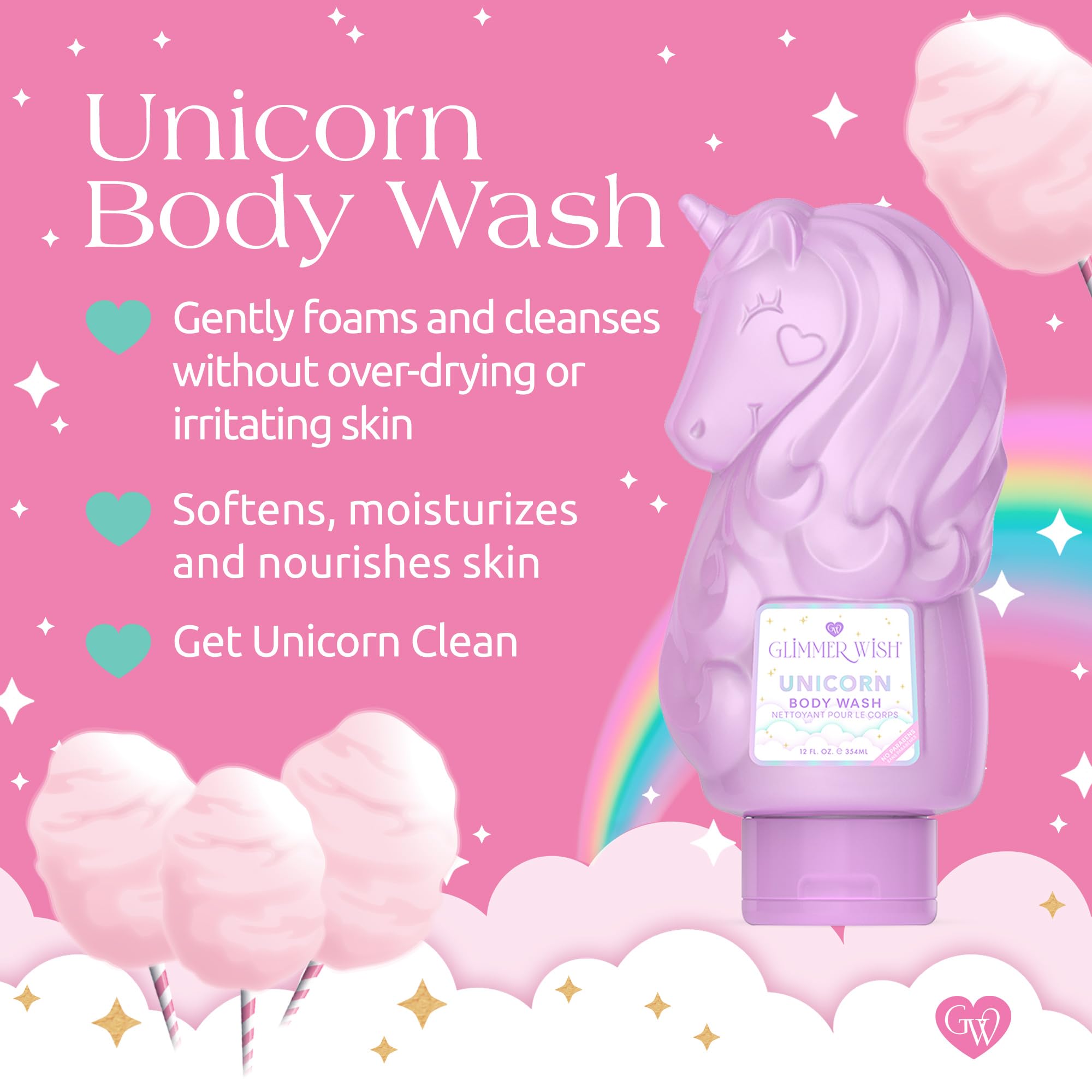 Glimmer Wish kids body wash foaming lather during bath time