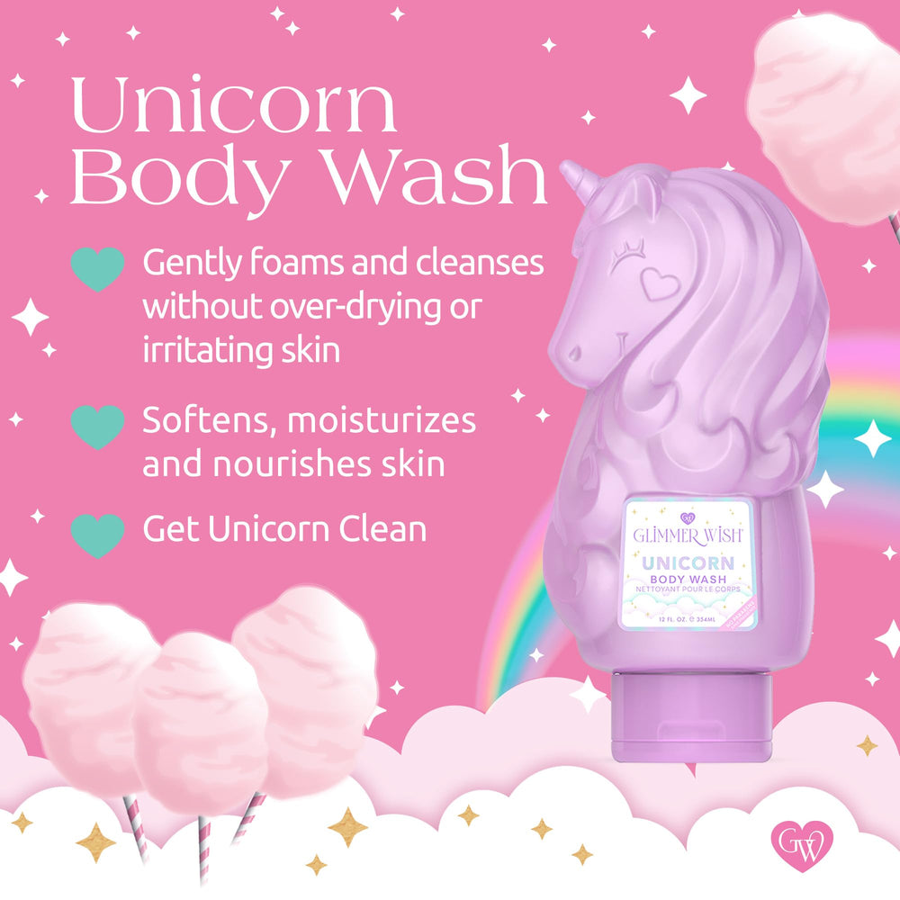 Glimmer Wish kids body wash foaming lather during bath time
