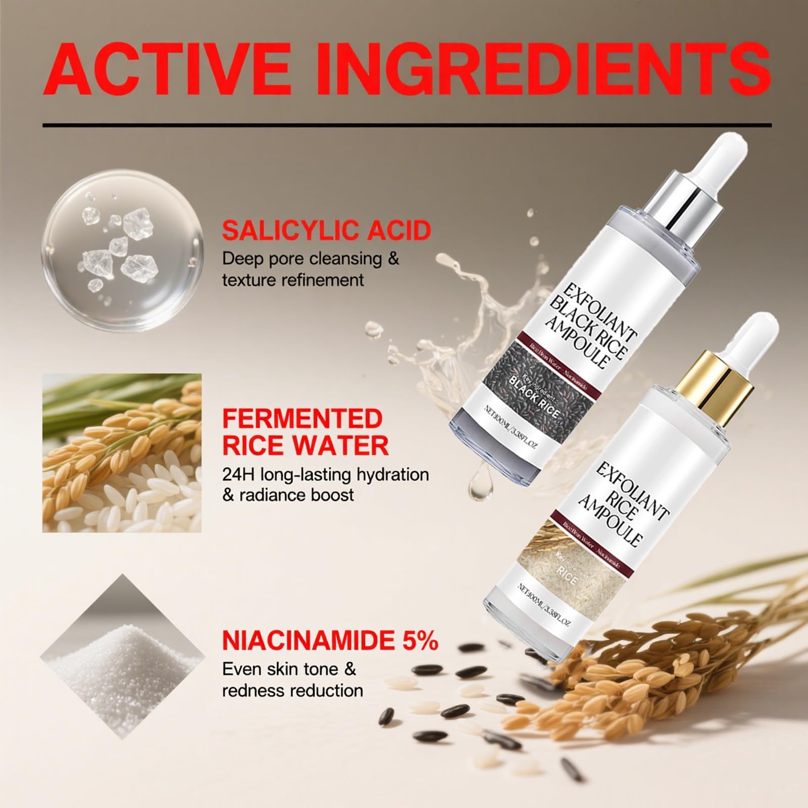 Gliowia Glow Riz Ampoule Duo — bouteille riz blanc prête pour l’application quotidienne.