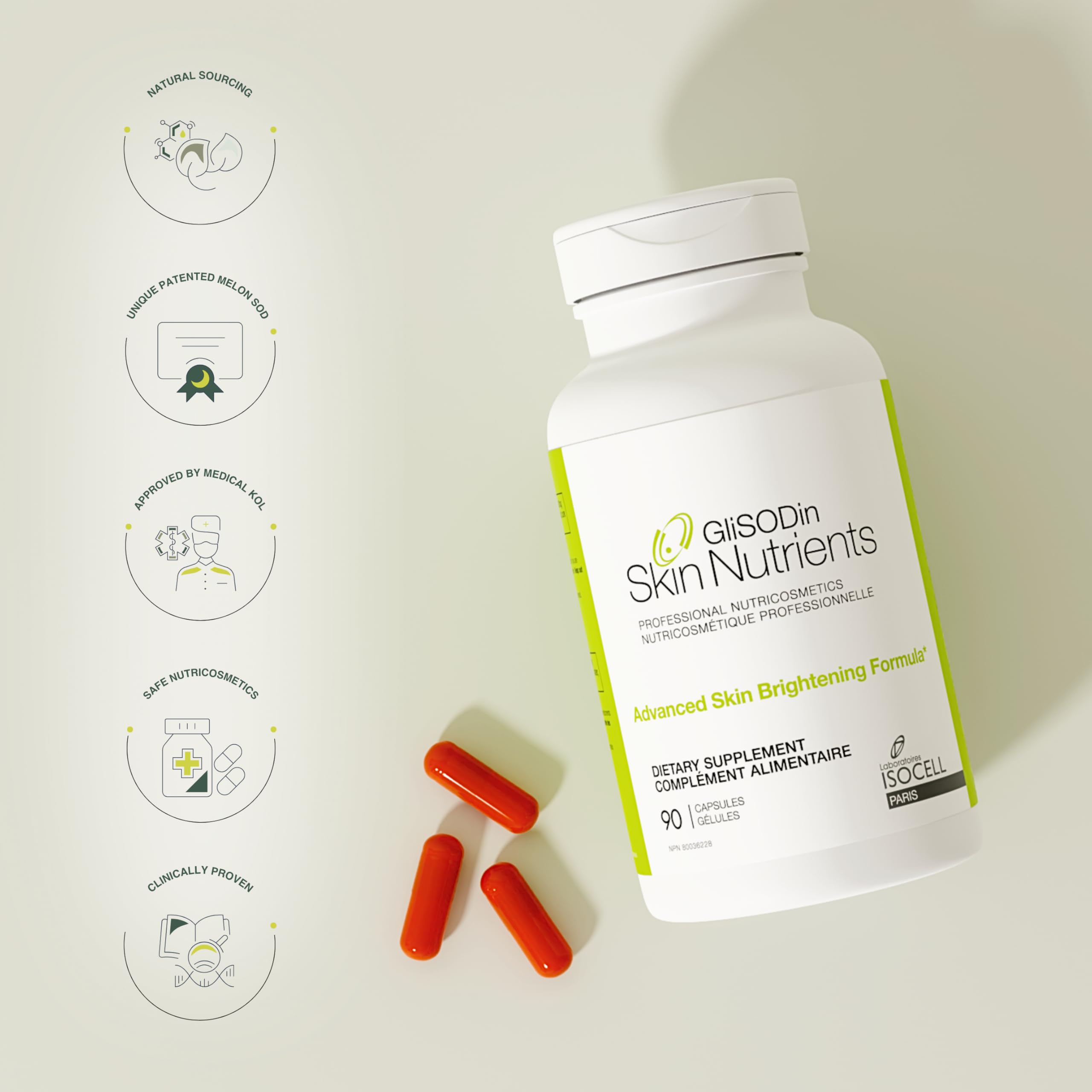 GliSODin Skin Nutrients teint-brillant: peut aider à obtenir un teint plus lumineux.