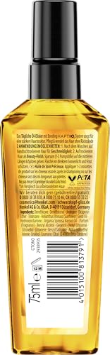 Flacon Gliss Kur Huile Argan Vitamine E nourrit en profondeur et protège les longueurs.