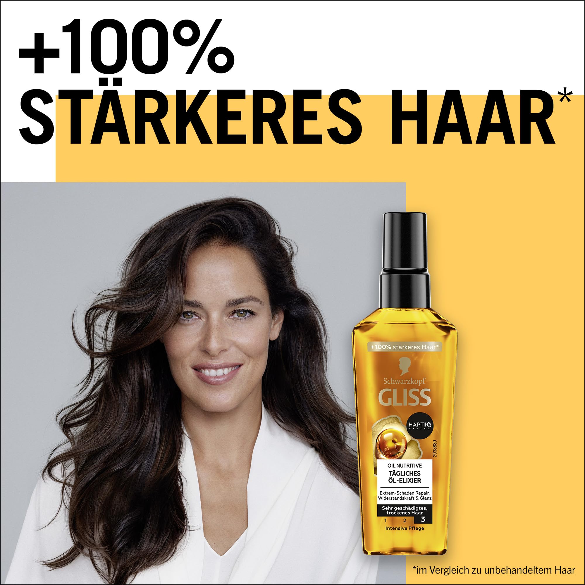 Flacon Gliss Kur Huile Cheveux Finition Beauté Longueurs, scelle les longueurs sans lourdeur.