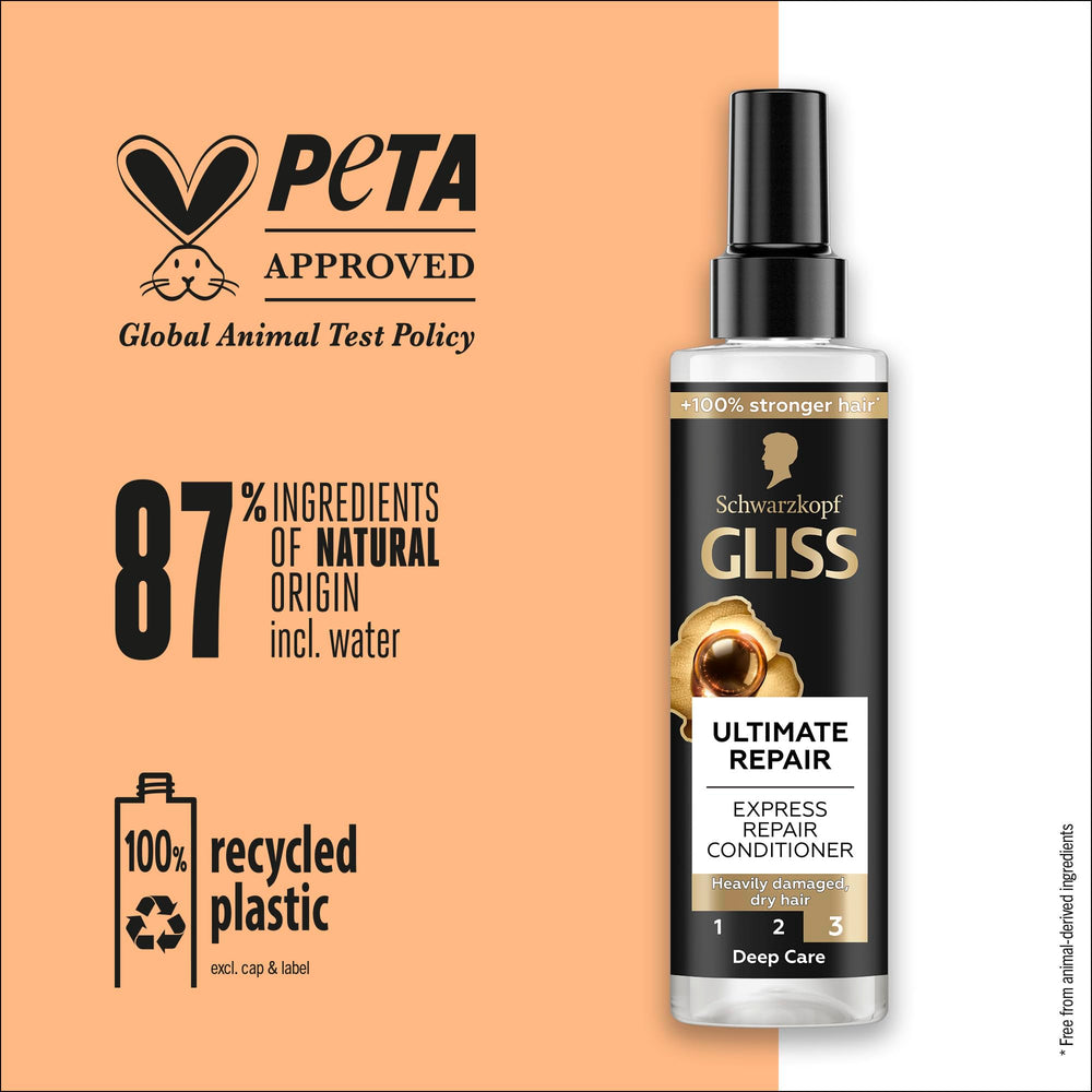 GLISS Kur Ultimate Regenerant Spray cheveux lisses et brillants après utilisation