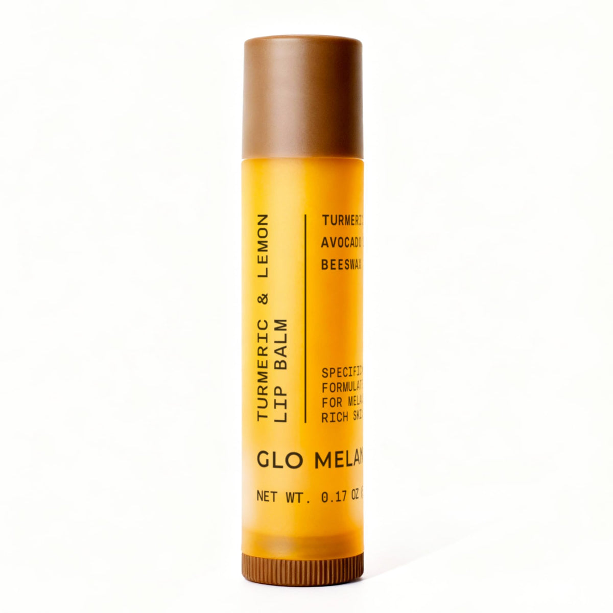 Glo Melanin baume lèvres citron-curcuma emballage pratique et sûr