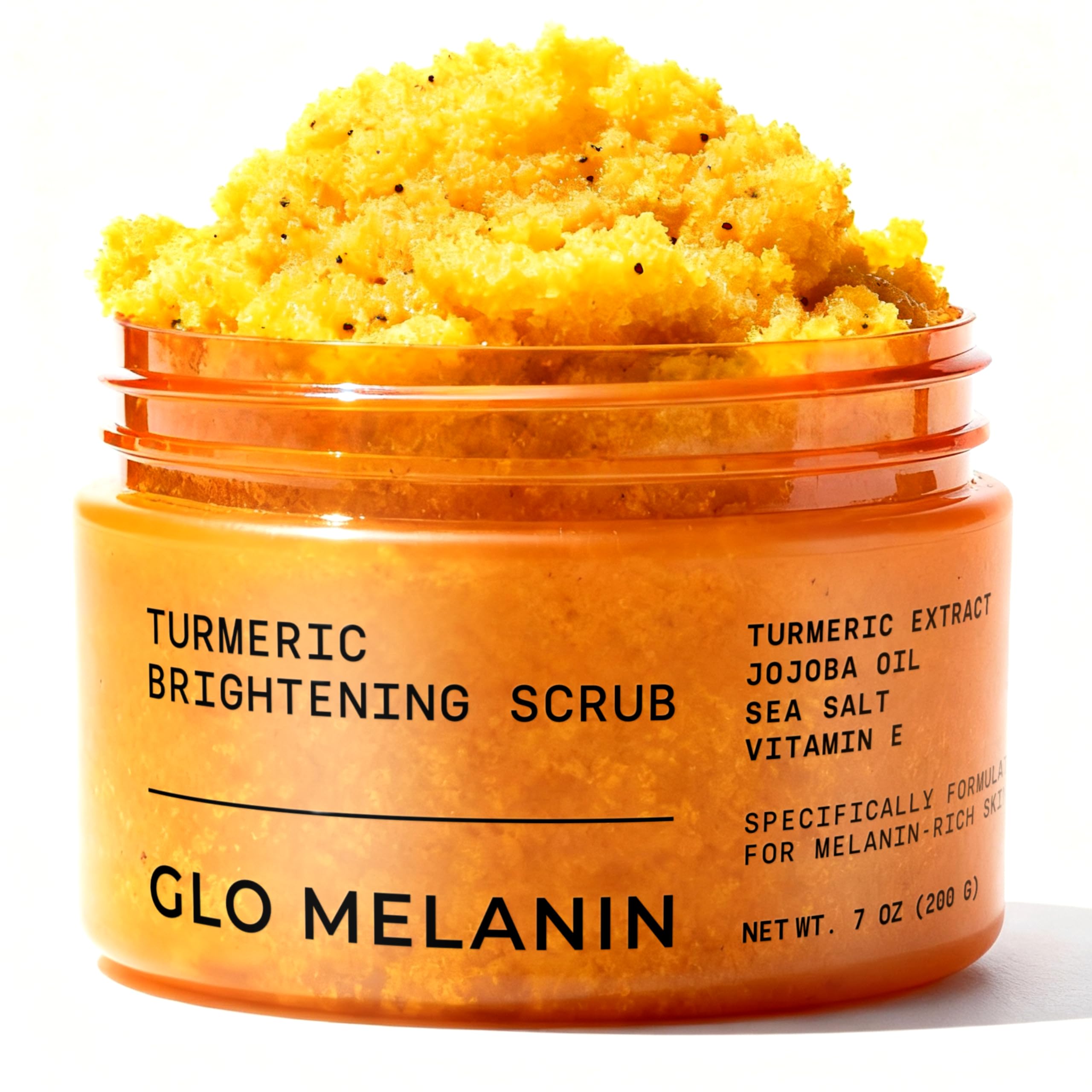 Glo Melanin gommage curcuma visage: éclat doux et uniforme.