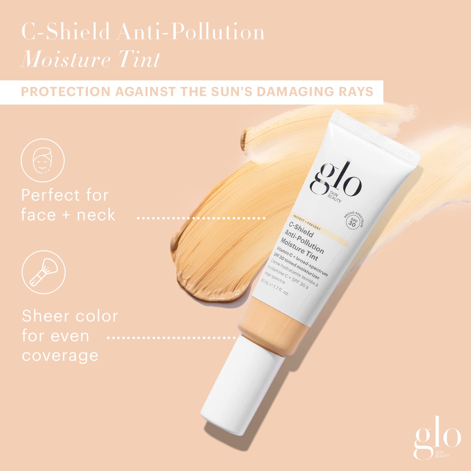 Glo Skin Beauty C-Shield teinte minérale subtile pour un glow naturel.