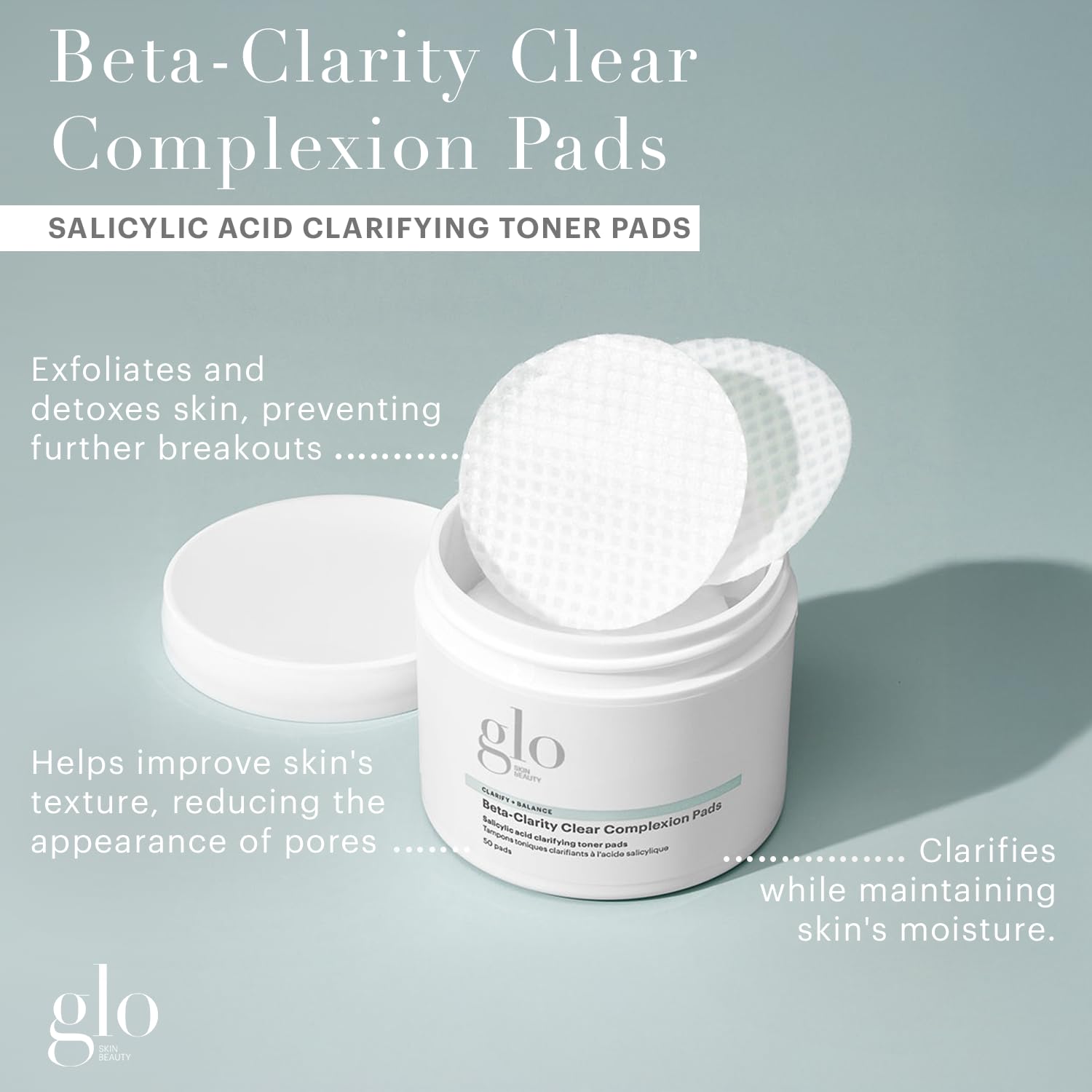 Disques tonifiants visage de Glo Skin Beauty purifiant les pores et équilibrant la peau.