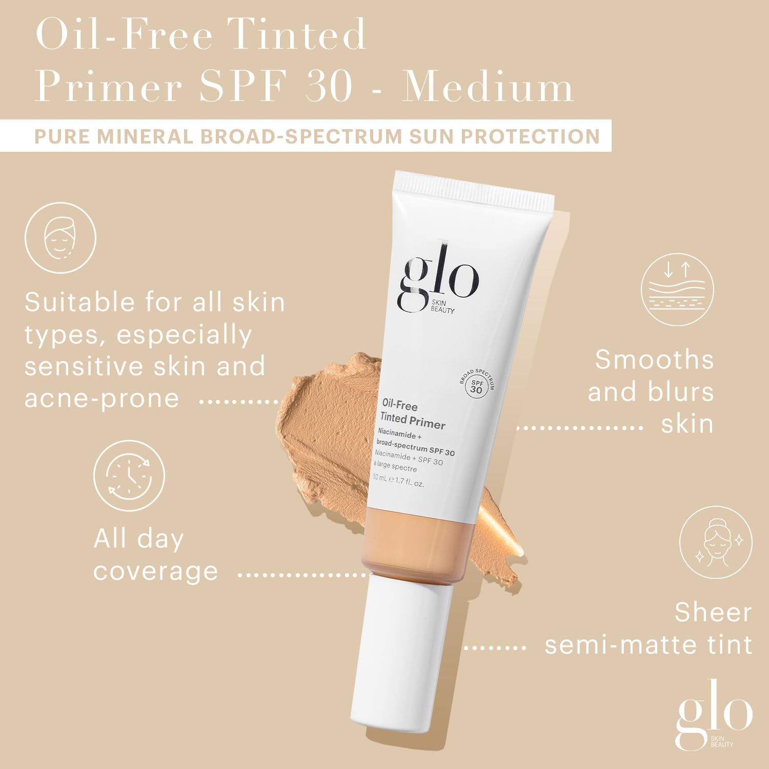 Glo Skin Beauty Primer Teint Sans Huile SPF 30 — texture soyeuse prête à l'emploi