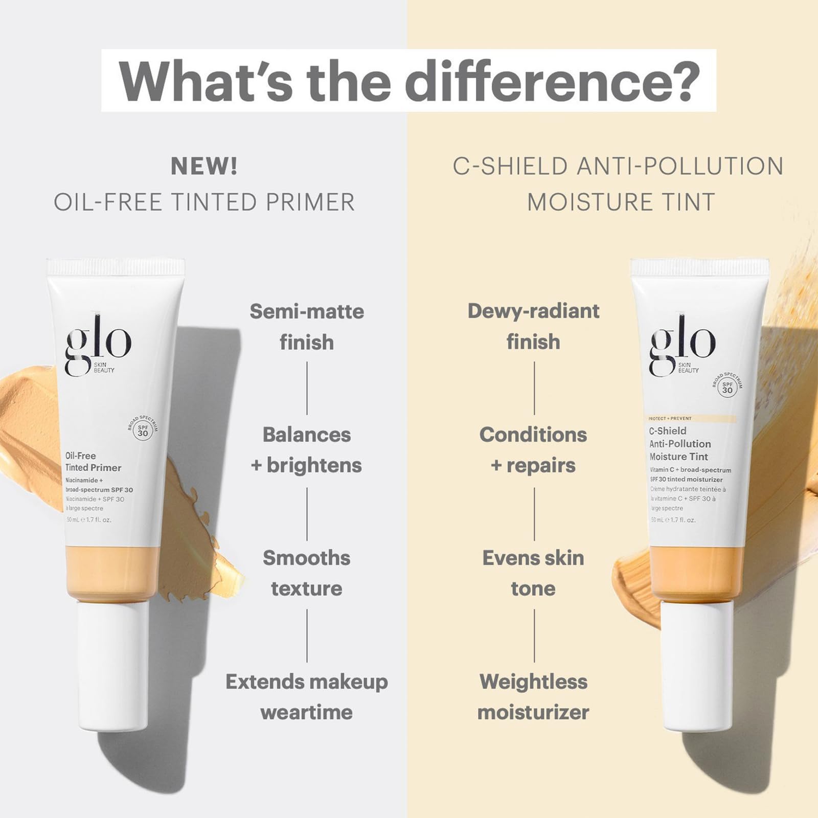 Gamme de teintes disponibles du primer teinté Glo Skin Beauty.