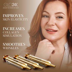 Application sur le visage avec GLO24K pour un soin ciblé.