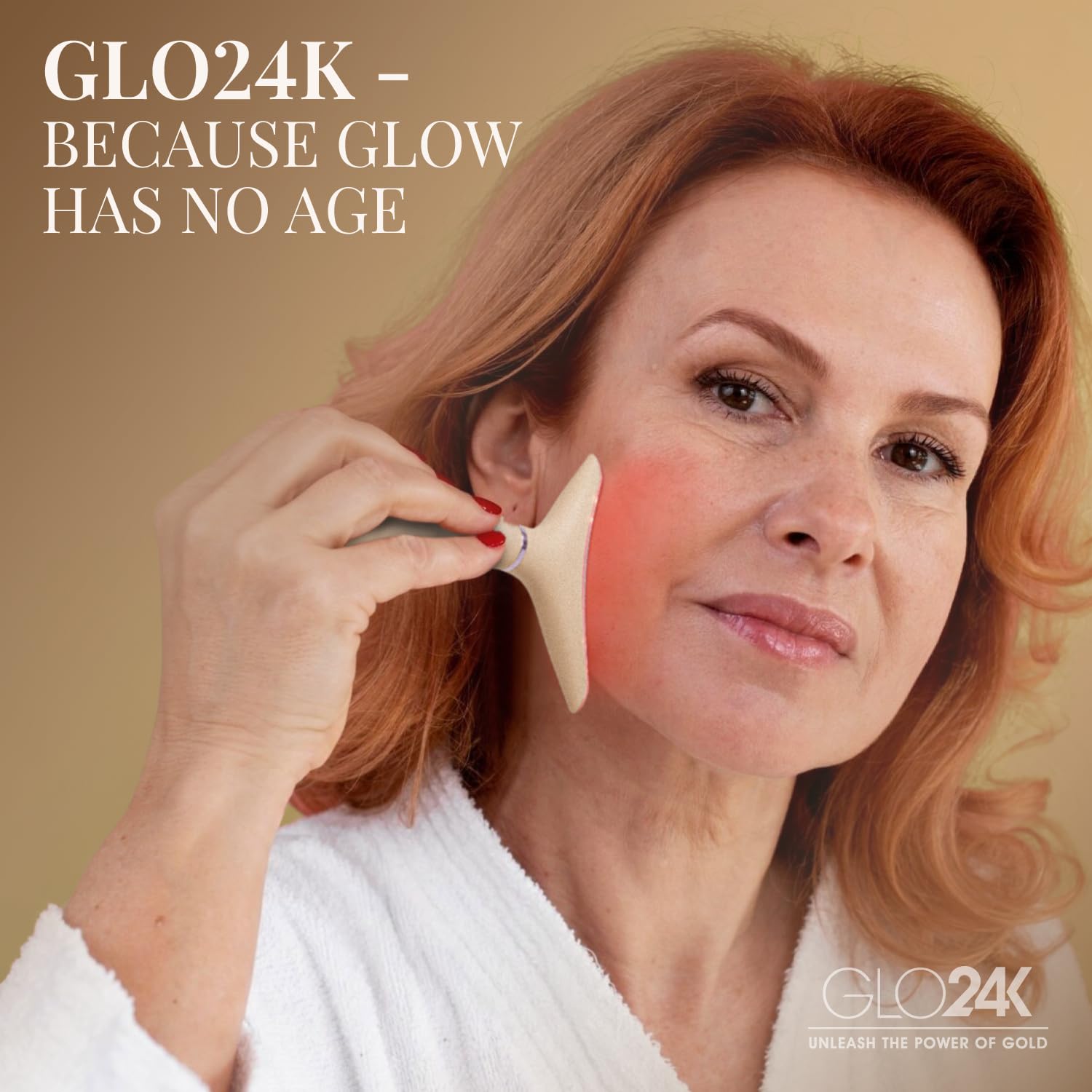 GLO24K utilisation quotidienne visage et cou pour un soin facile.