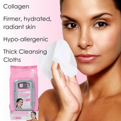 Lingettes collagène utilisées autour des yeux pour démaquillage en douceur.