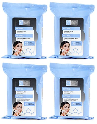Global Beauty Care lingettes au rétinol visage, texture douce pour démaquillage rapide
