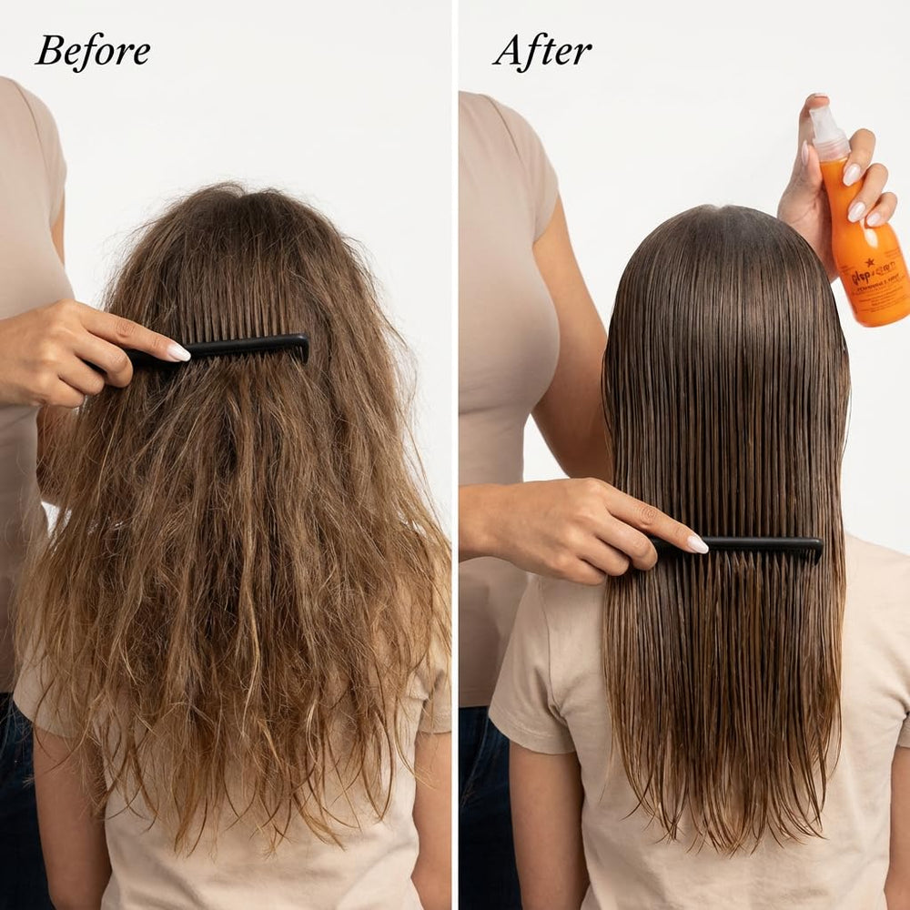 Glop & Glam avant après cheveux doux – résultats visibles après le séchage.