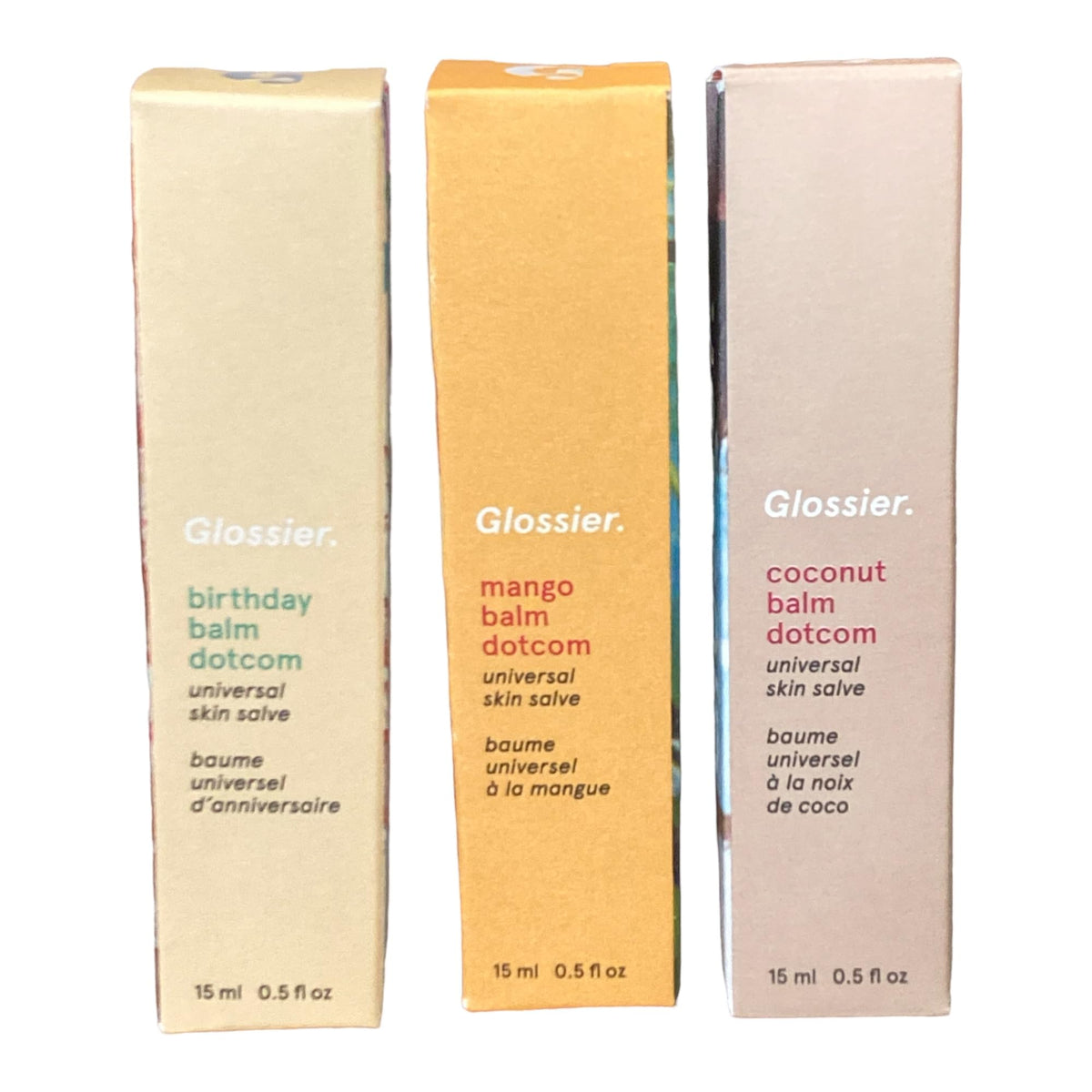 Baume Glossier Balm Dotcom Trio emballage élégant, soin des lèvres en un seul achat